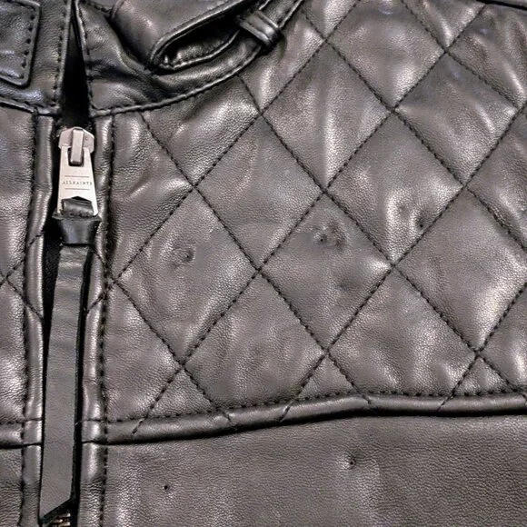 All Saints Zola Black Leather Jacket XXL